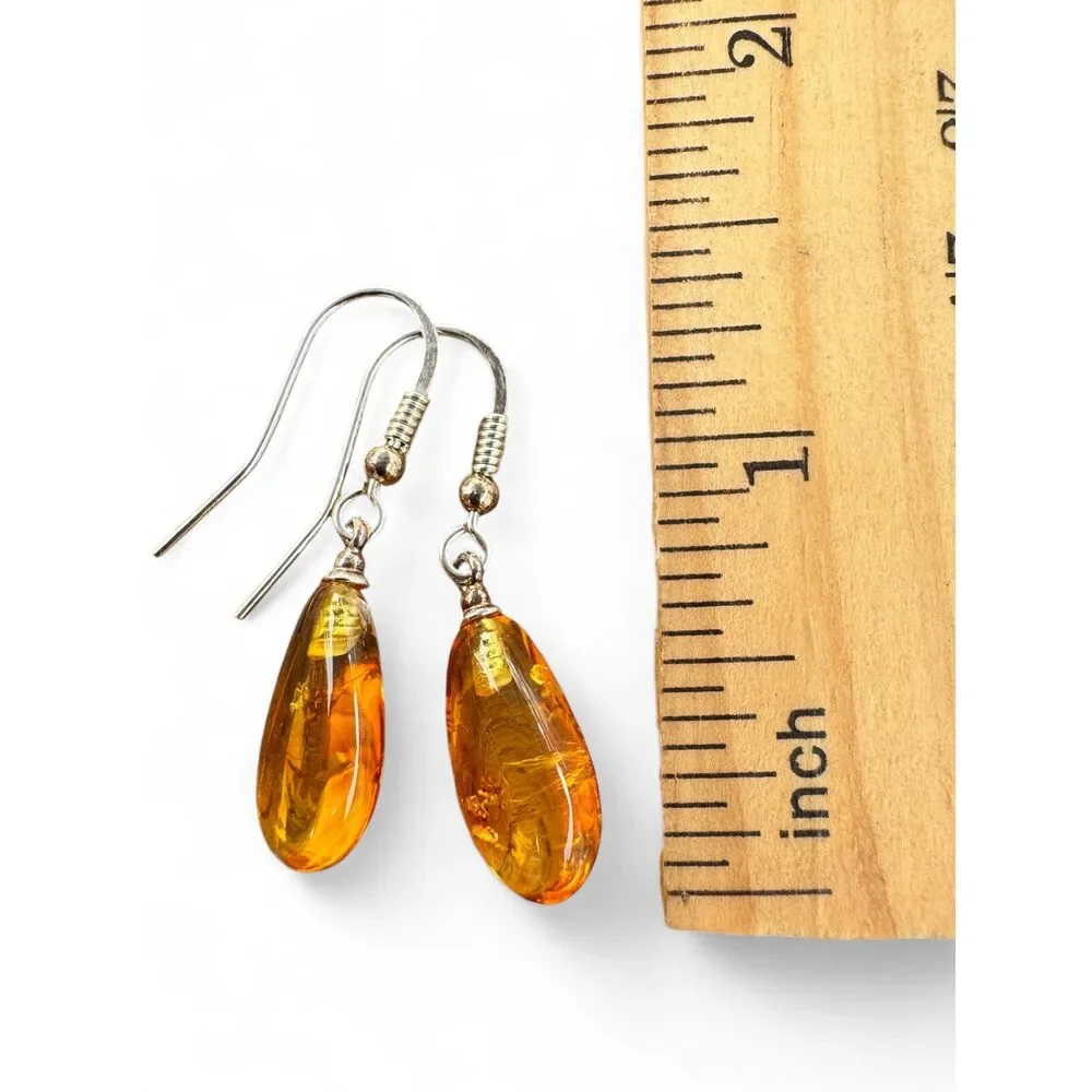 Baltic Amber Solid 925 Sterling Silver Earrings